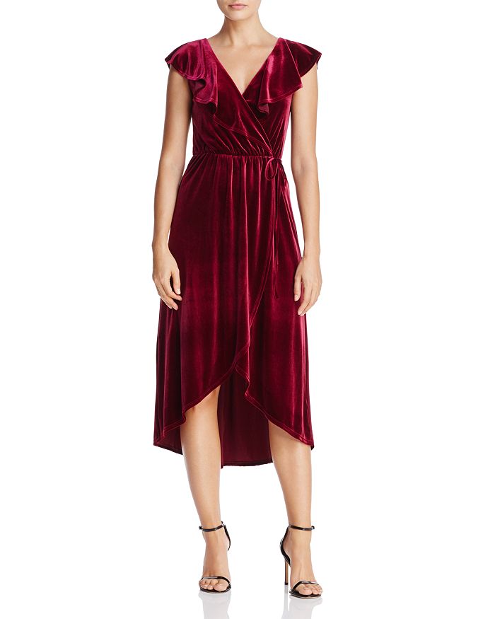 AQUA Velvet Faux Wrap Dress - 100% Exclusive | Bloomingdale's