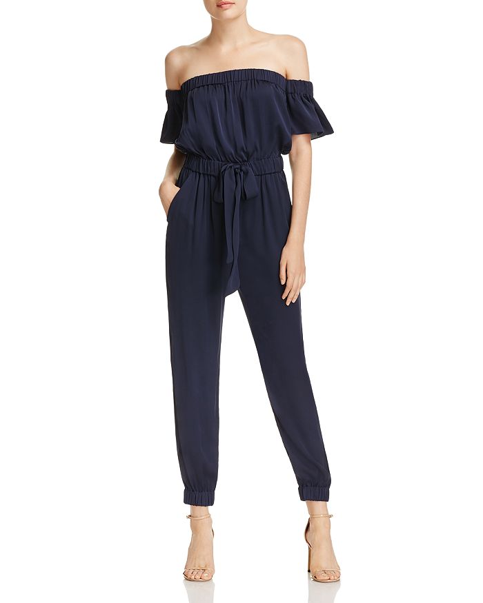 MILLY Maxime Off-the-Shoulder Belted Jumpsuit | Bloomingdale's