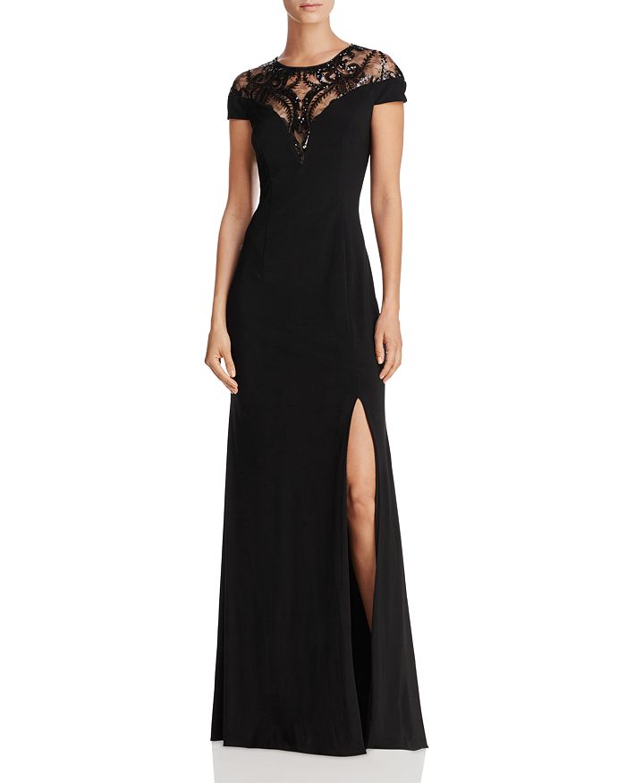 ADRIANNA PAPELL EMBELLISHED ILLUSION-YOKE GOWN,AP1E202740