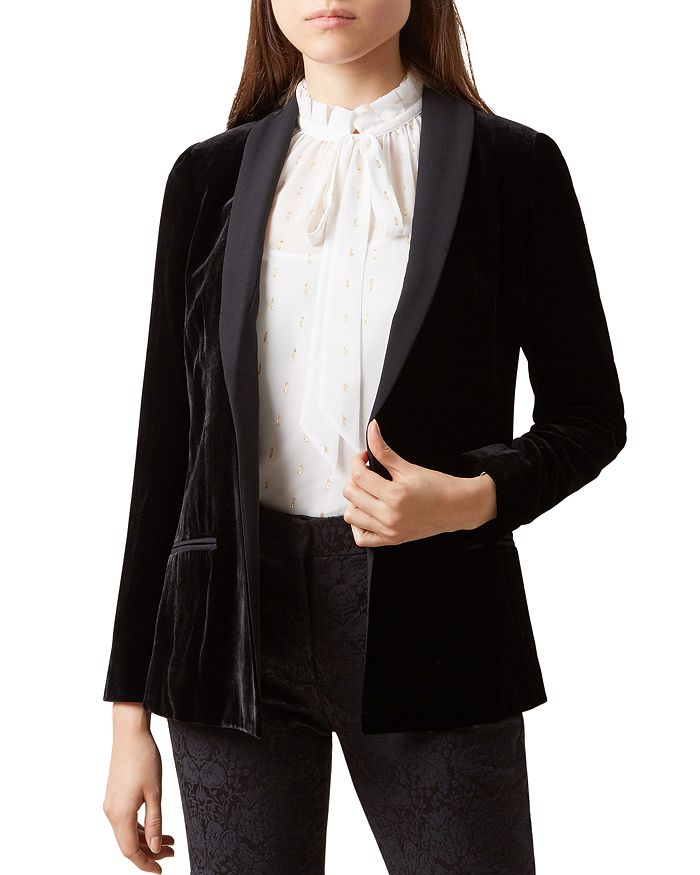 HOBBS LONDON Mila Shawl Collar Velvet Jacket Bloomingdale s
