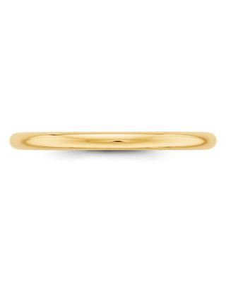 Men's 2mm Half Round Band Ring in 14K Yellow or 14K White Gold 