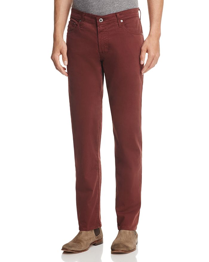 AG THE GRADUATE TAPERED FIT PANTS IN DEEP MAHOGANY,1174SUD