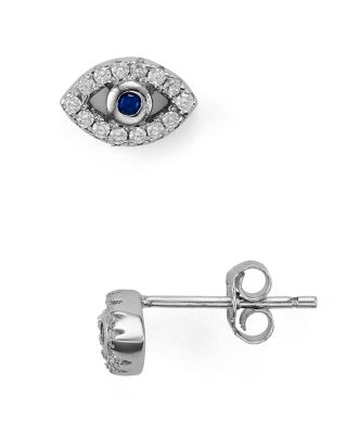 AQUA - Sterling Silver Evil Eye Stud Earrings - 100% Exclusive