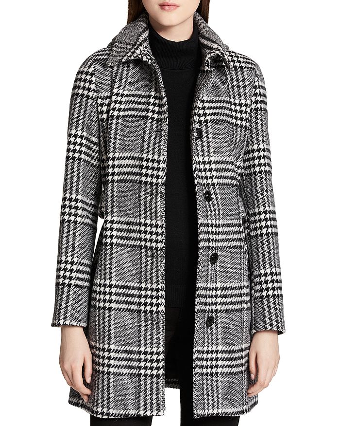 Calvin Klein Belted Plaid Coat | Bloomingdale's