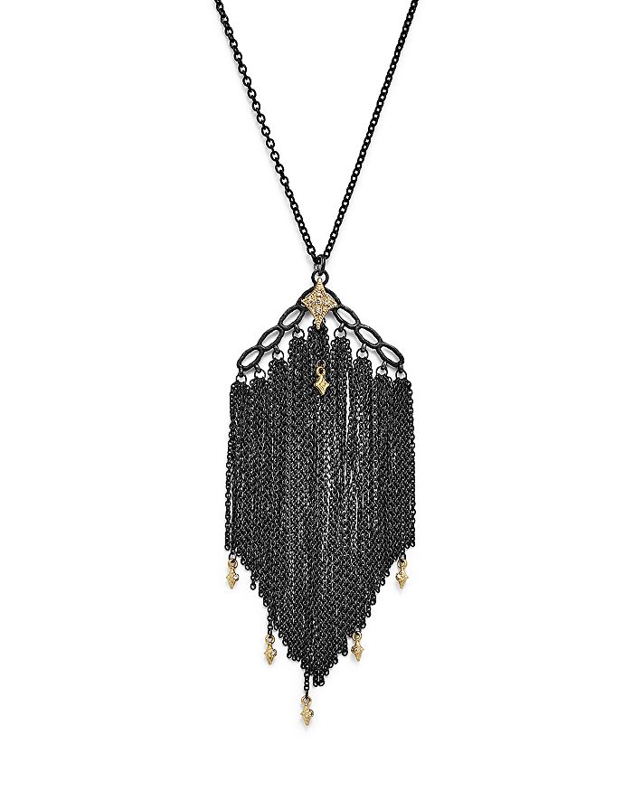 ARMENTA 18K YELLOW GOLD & STERLING SILVER OLD WORLD CRAVELLI TASSEL NECKLACE WITH CHAMPAGNE DIAMONDS, 28,13786