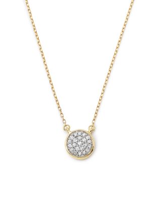 Adina Reyter - 14K Gold Pav&eacute; Diamond Disc Necklace, 15"