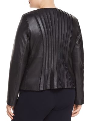 Marina Rinaldi Emma Ribbed Leather Jacket | Bloomingdale's
