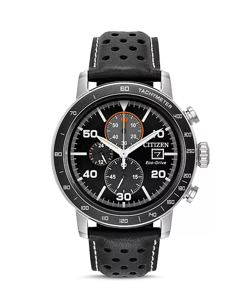 Citizen Men's Leather Strap Watch, 44mm