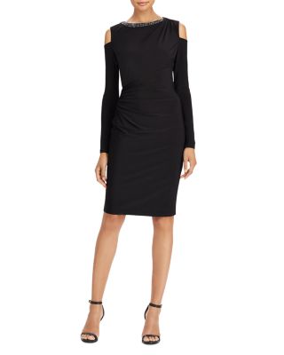 ralph lauren cold shoulder jersey gown