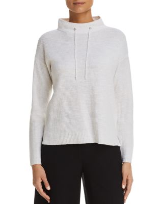 Eileen Fisher Waffle-Knit Funnel-Neck 