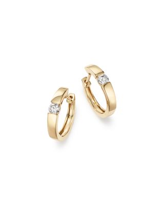 Diamond Small Hoop Earrings in 14K Yellow Gold, 0.25 tcw  