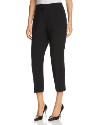 cigarette pants with lace kate spade new york Cropped Lace-Trimmed Cigarette Pants