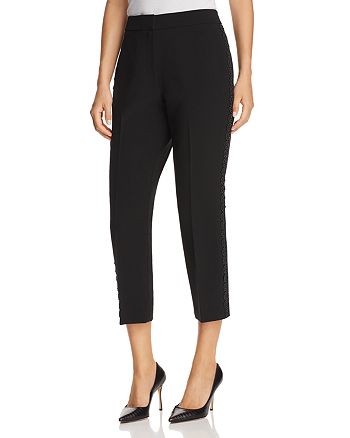 kate spade new york Cropped Lace-Trimmed Cigarette Pants | Bloomingdale's