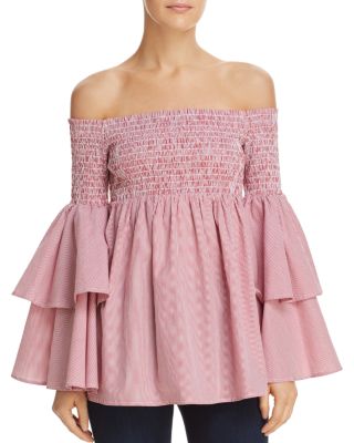aqua smocked tiered sleeve top