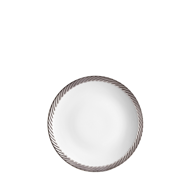 L'objet Corde Platinum-plated Trim & Porcelain Dessert Plate In Platinum
