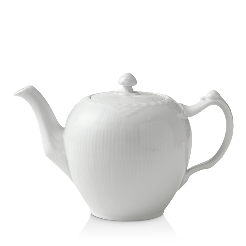 Royal Copenhagen White Fluted Half Lace Tea Pot In White