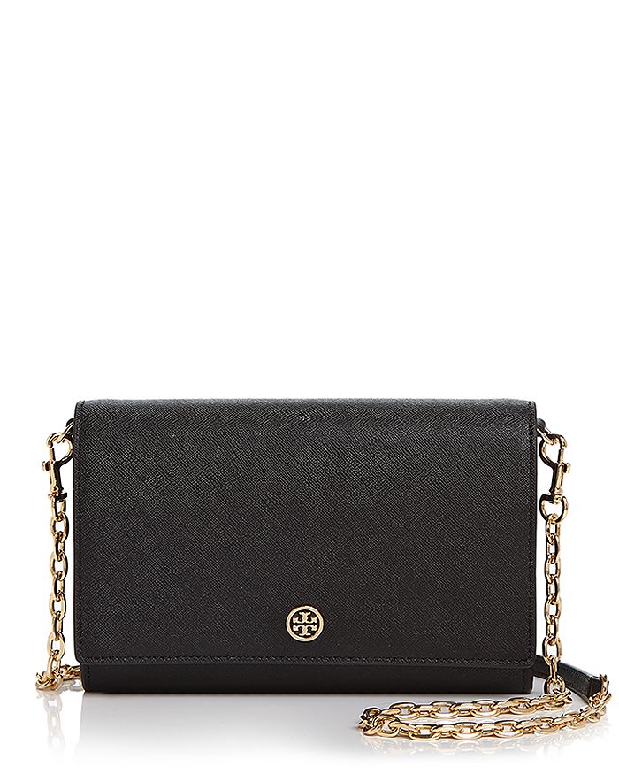 TORY BURCH ROBINSON LEATHER CHAIN WALLET,45257