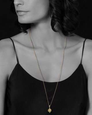 Caviar Gold Collection 18K Gold Ball Pendant Necklace, 30"