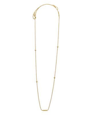 Caviar Gold Collection 18K Gold Beaded Station Necklace, 16"