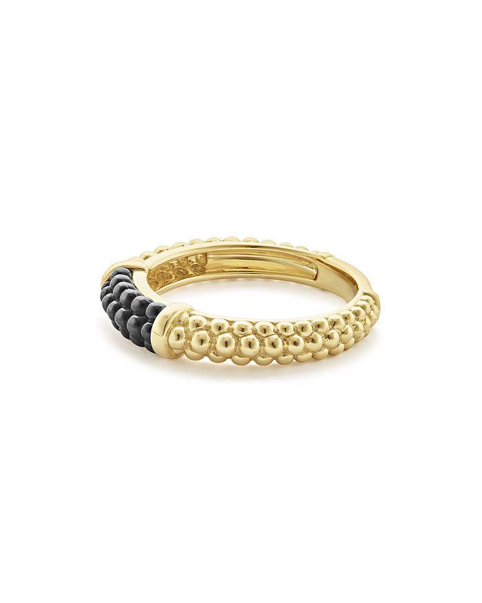 Shop Lagos Gold & Black Caviar Collection 18k Gold & Ceramic Ring