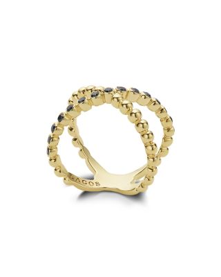 Gold & Black Caviar Collection 18K Gold & Black Diamond Crossover Ring