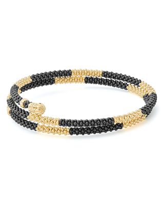 Gold & Black Caviar Collection 18K Gold & Ceramic Coil Bracelet 