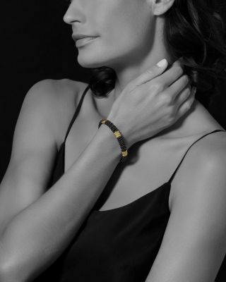 Gold & Black Caviar Collection 18K Gold & Ceramic Beaded Five Station Bracelet