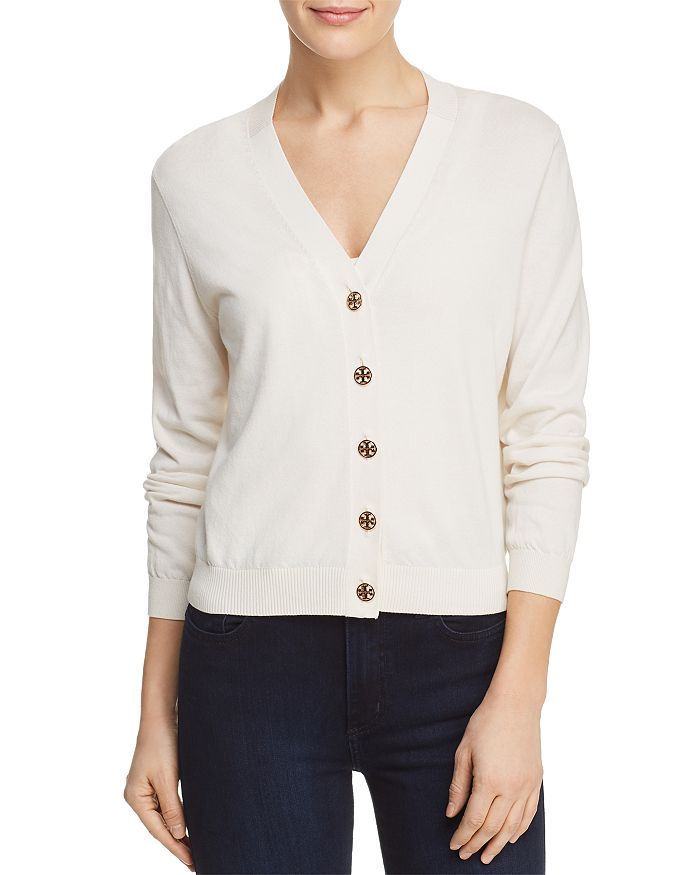 Tory burch online logo button cardigan