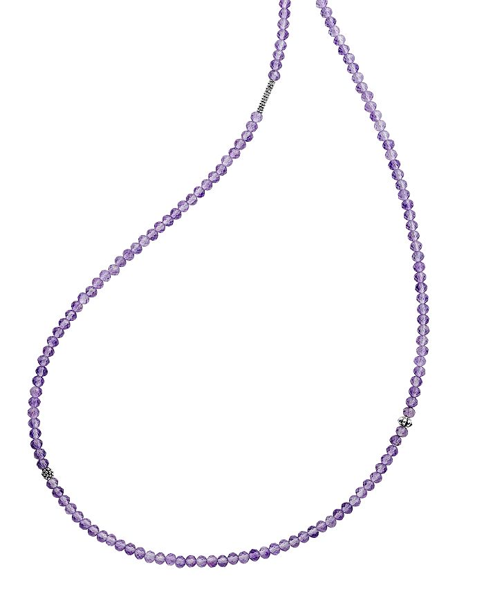 LAGOS STERLING SILVER CAVIAR ICON AMETHYST FIVE STATION STRAND NECKLACE, 34,04-81048-A34