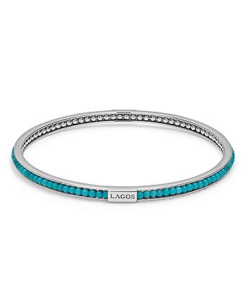LAGOS - Sterling Silver Caviar Icon Turquoise Beaded Bangle Bracelet