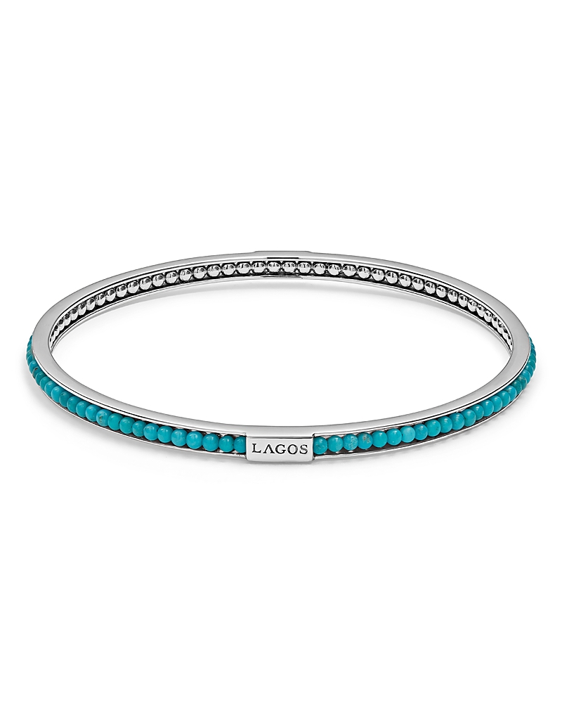 Lagos Sterling Silver Caviar Icon Turquoise Beaded Bangle Bracelet In Turquoise