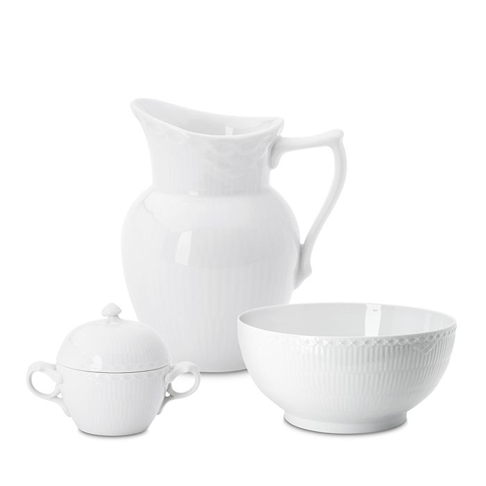 Royal Copenhagen Fluted Porcelain Assiette à Steak En Porcelaine 33 X 24 Cm Basalt (x 3 Royal Copenhagen Fluted White