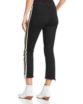 MOTHER Insider Striped Crop Step Hem Fray Jeans in Guilty