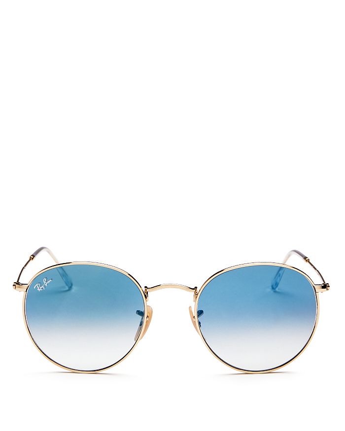 Ray Ban Unisex Icons Round Sunglasses In Gold/blue Gradient 