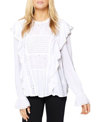 Blouse SANCTUARY Femme - Col Drapé Sans Manches - Taille S/M En Blanc - Occasion Très Bon état
