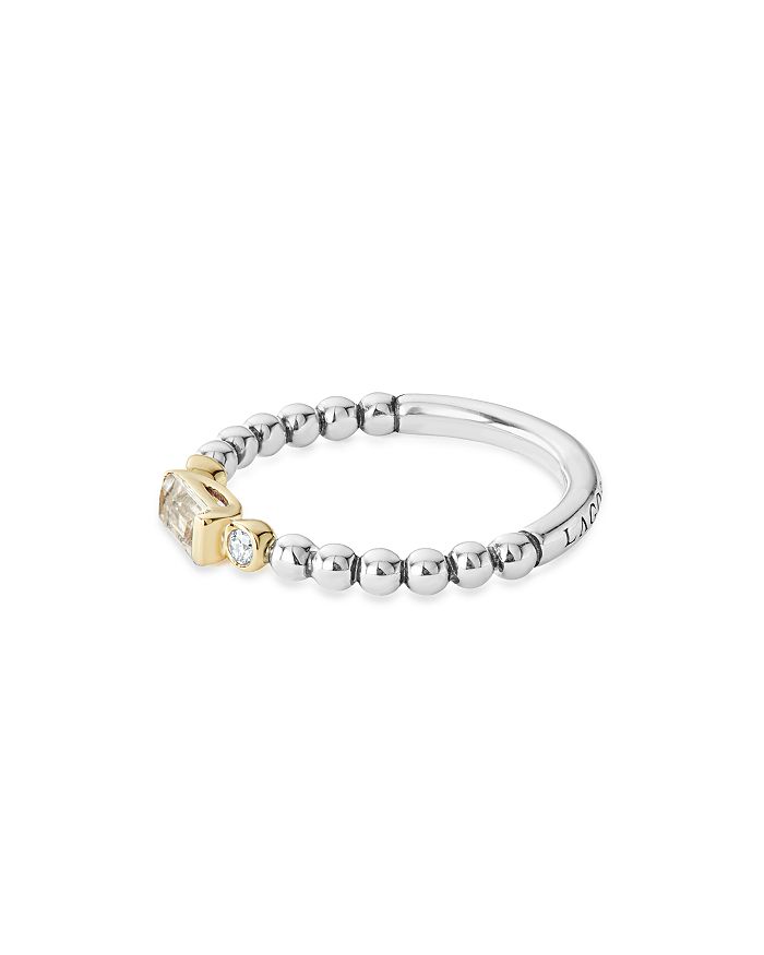 Shop Lagos 18k Gold & Sterling Silver White Topaz & Diamond Stacking Ring In Multi/silver
