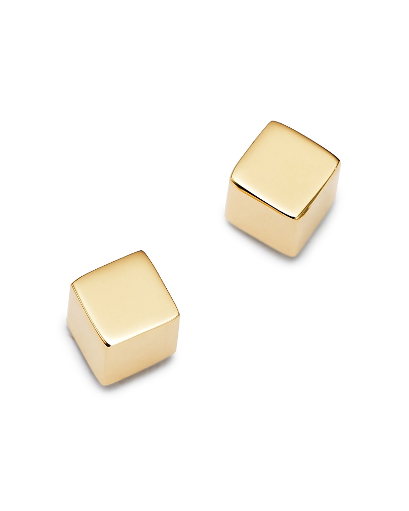 Moon & Meadow Cube Stud Earrings In 14k Yellow Gold - Exclusive In Gold