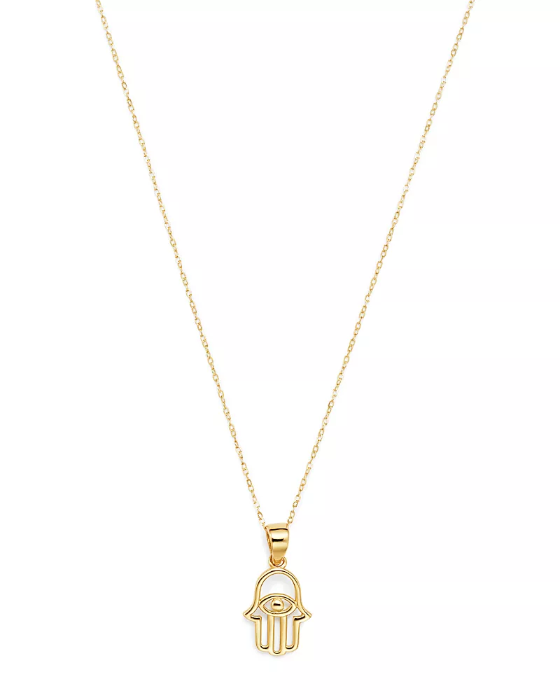 Moon & Meadow Hamsa Hand Pendant Necklace in 14K Yellow Gold, 16 - Exclusive