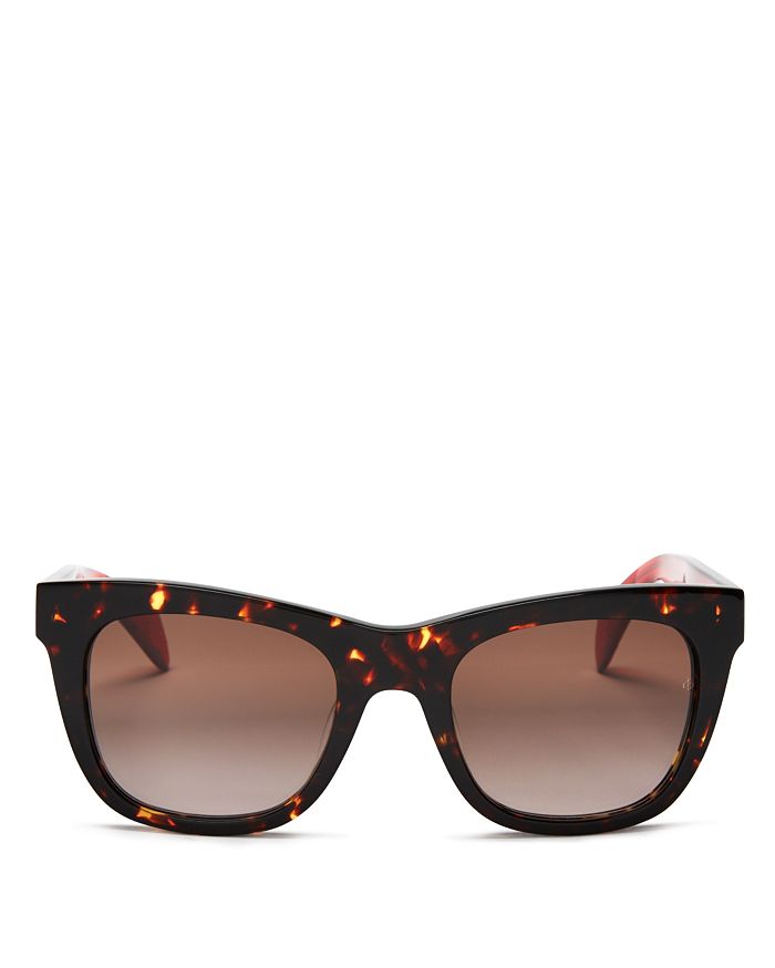 Rag & Bone Women's 1001 Gradient Rectangular Sunglasses, 52mm In Havana/red/brown