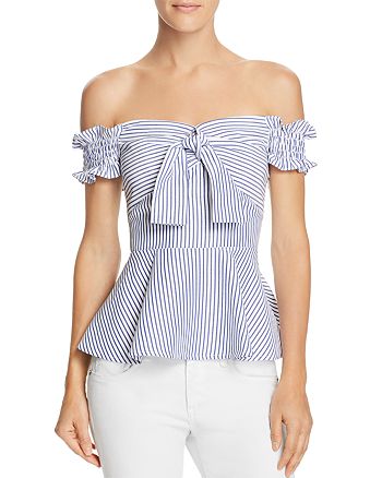 Lucy Paris Marianna Off-the-Shoulder Striped Peplum Top | Bloomingdale's