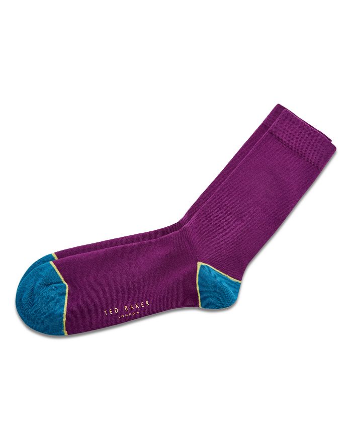 Ted Baker Jack Contrast Heel And Toe Socks In Purple