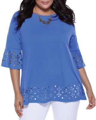 Belldini Plus Belldini Laser-Cut Bell-Sleeve Top | Bloomingdale's