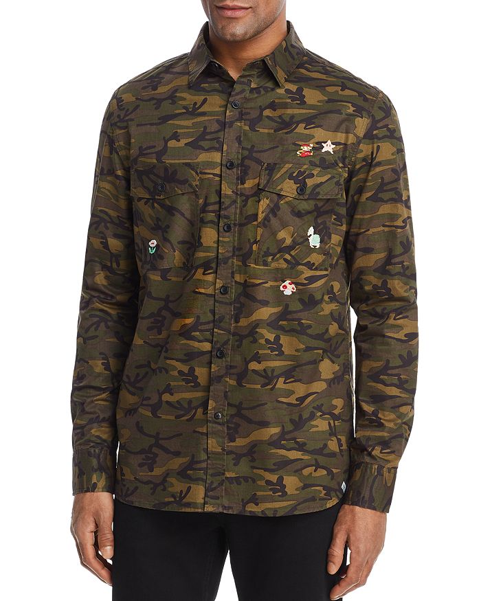 Sovereign Code - Nintendo Camouflage Regular Fit Button-Down Shirt - 100% Exclusive