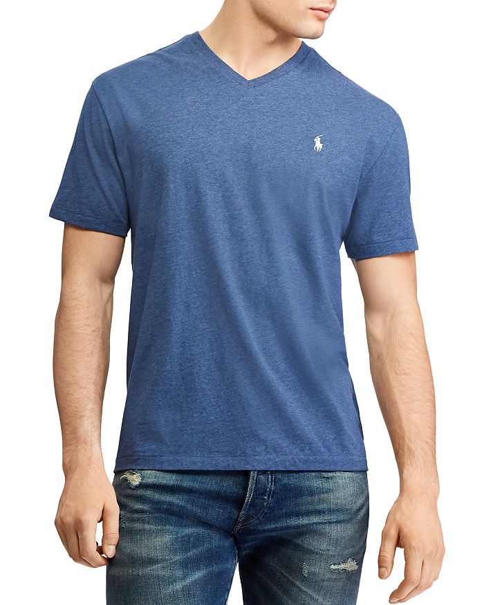 Polo Ralph Lauren Classic Fit V-neck Tee In Heather Blue