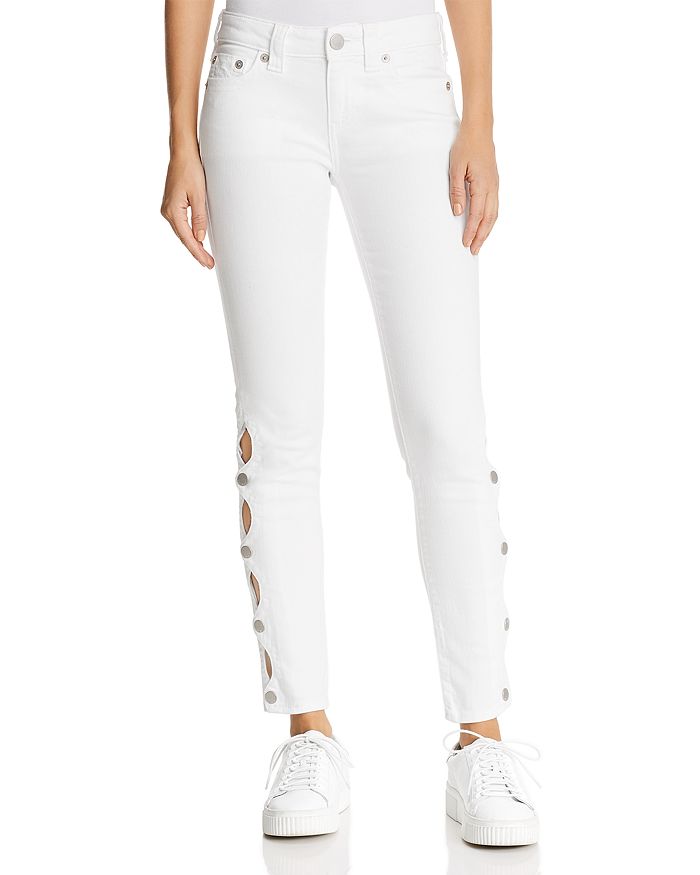 True Religion - Halle Side-Snap Skinny Jeans in Optic White