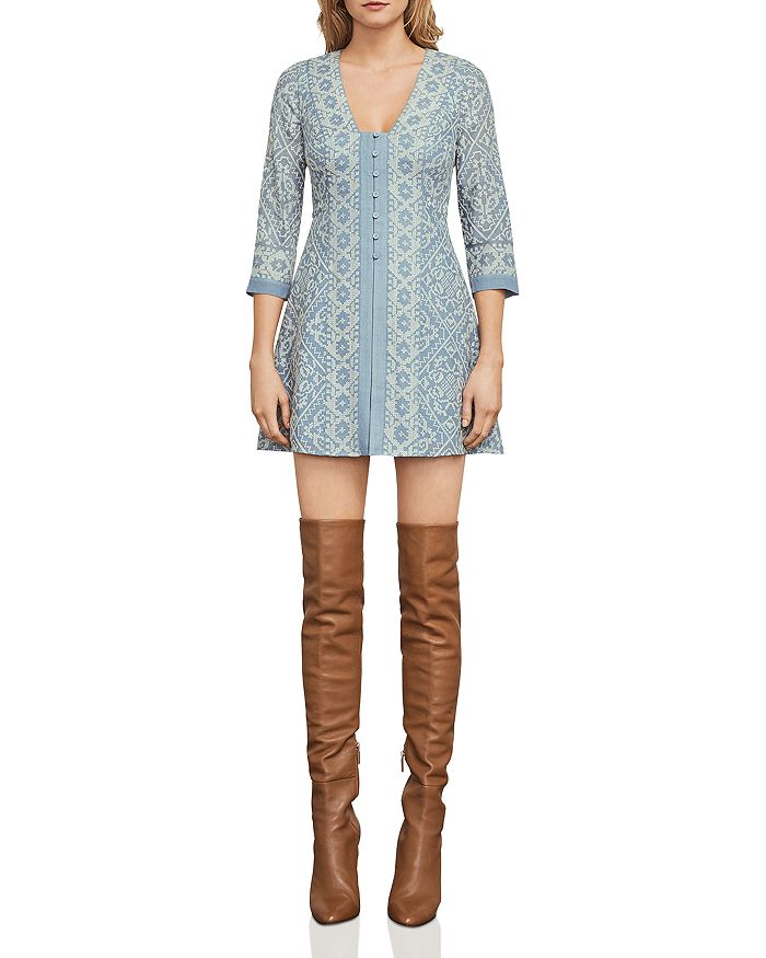 BCBGMAXAZRIA Jayde Embroidered A Line Dress Bloomingdale s