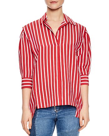 Sandro Cherie Striped Puff-Sleeve Top | Bloomingdale's