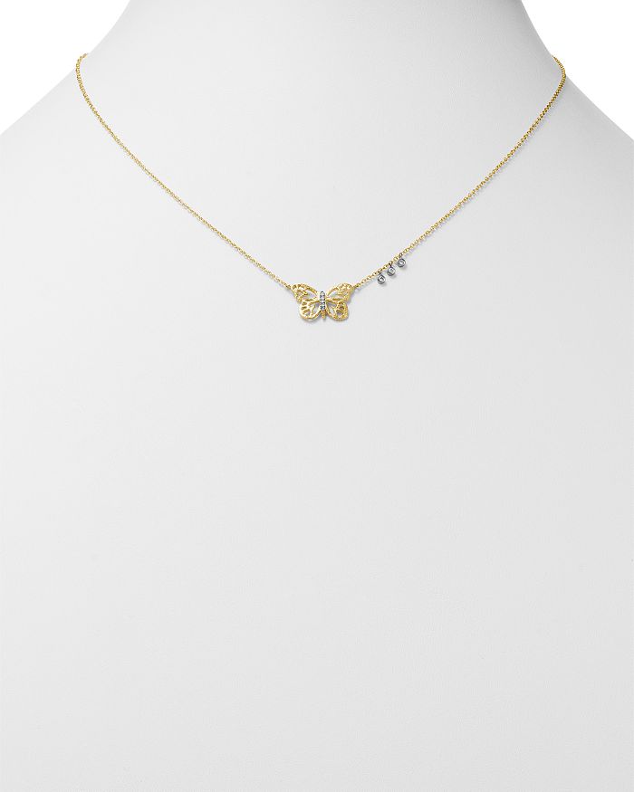 Shop Meira T 14k White & Yellow Gold Butterfly Pendant Necklace, 16 In White/gold