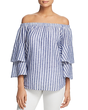 BEACHLUNCHLOUNGE BEACHLUNCHLOUNGE STRIPED OFF-THE-SHOULDER TOP,L5C85B