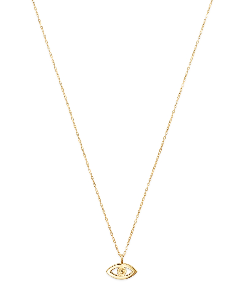 Moon & Meadow 14K Yellow Gold Evil Eye Pendant Necklace, 16